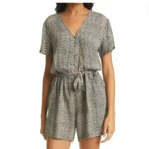 NWT Rails Sophia Romper in Olive Lynx Green Print Size Small